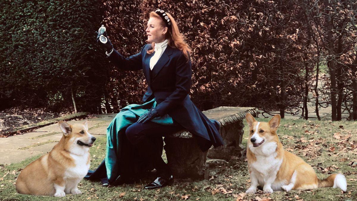 Photo of Sarah Ferguson and corgis