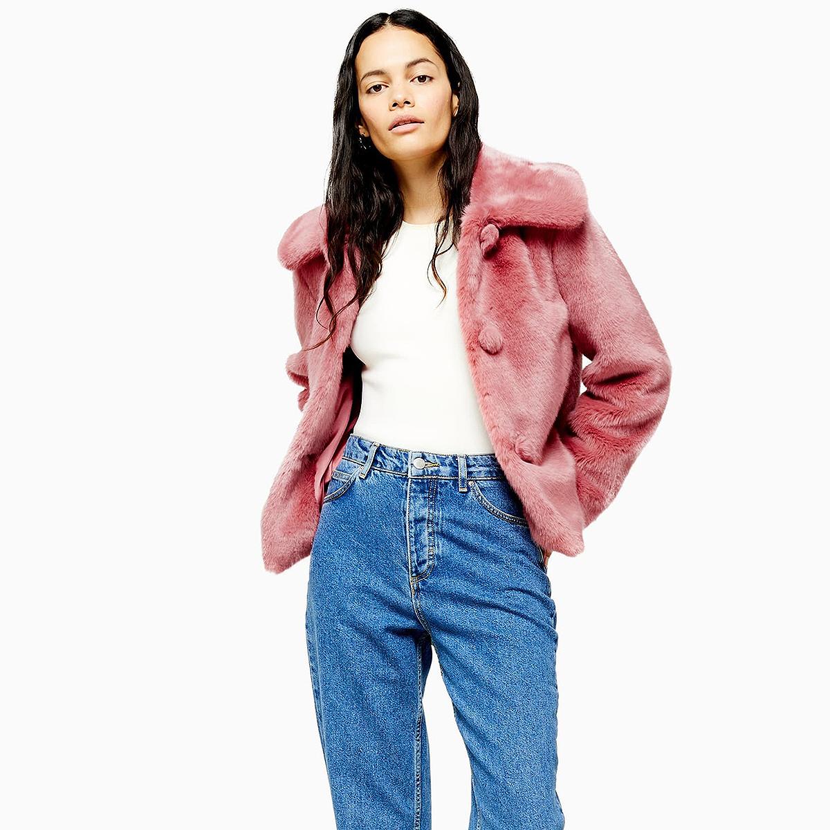 topshop anne coat pink