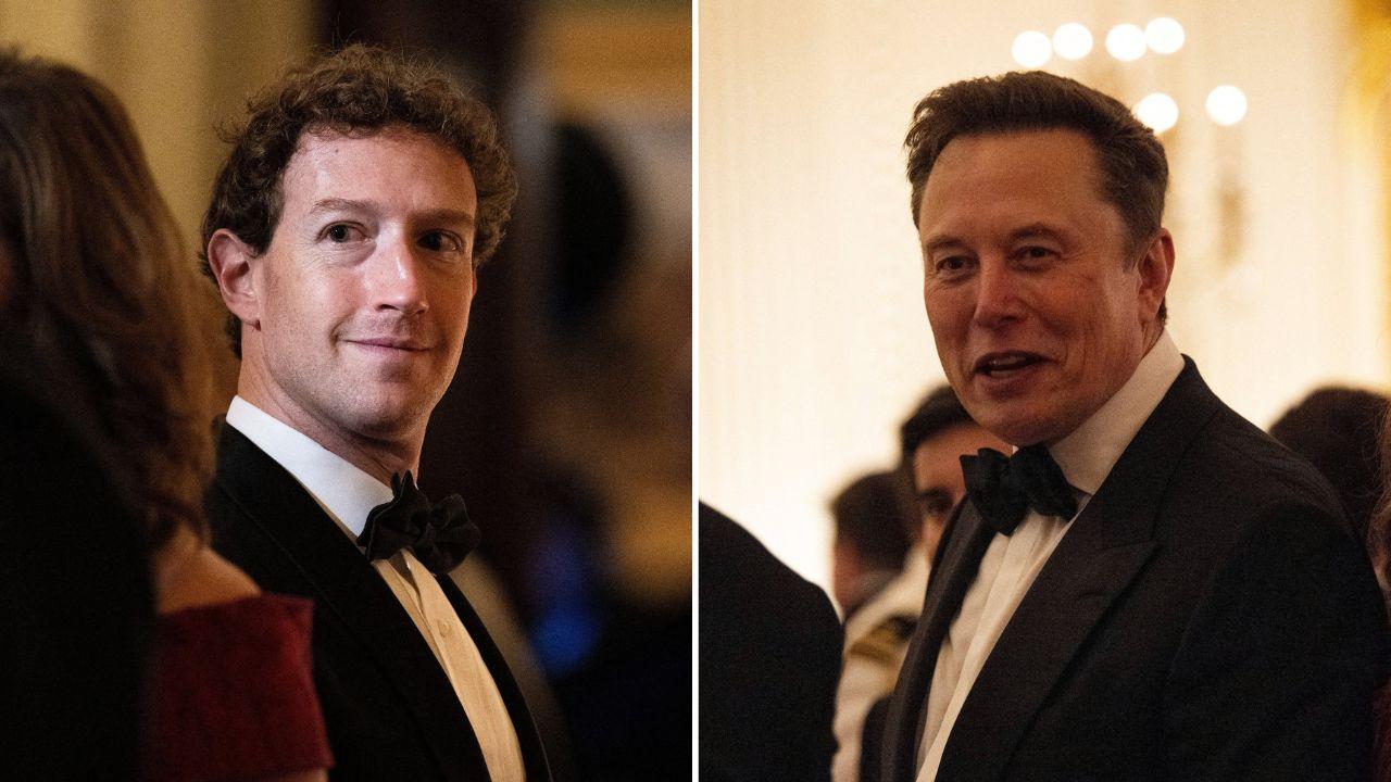 image of Jesse Watters mingled with Meta CEO Mark Zuckerberg and Nvidia CEO Jensen Huang during the state dinner.