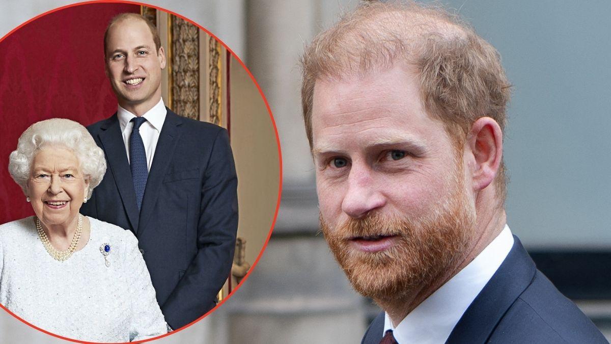 Photo of Princes Harry, William and Queen Elizabeth