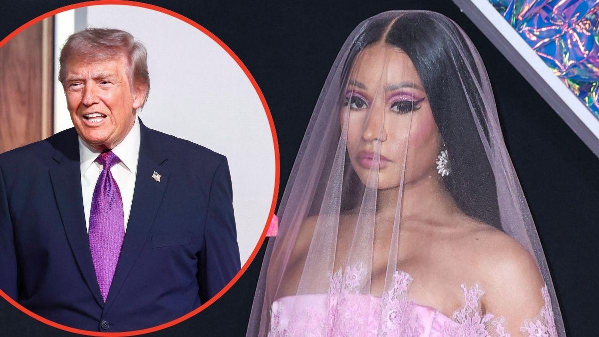 Split photo of Nicki Minaj and Donald Trump