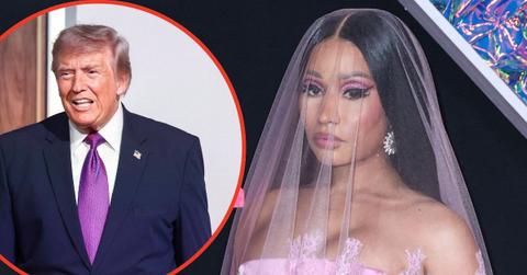 Split photo of Nicki Minaj and Donald Trump