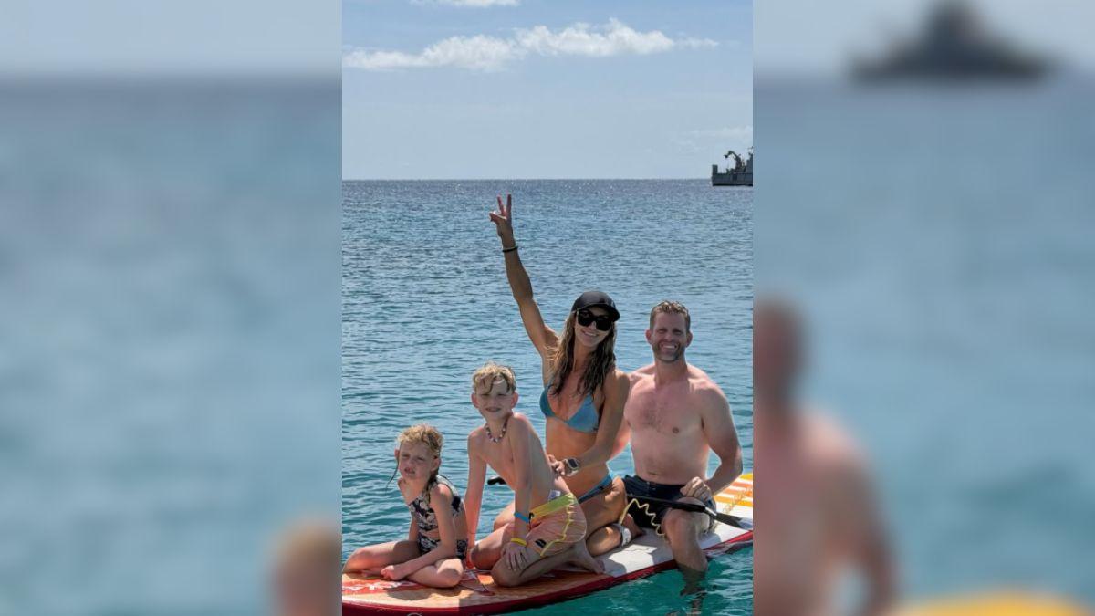 A photo of Eric Trump, Lara Trump, and their children
