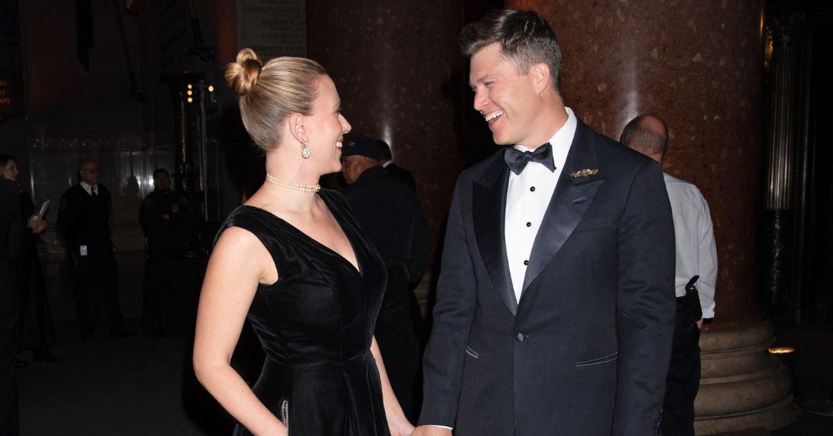 photo of Colin Jost and Scarlett Johansson