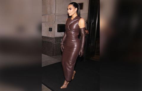kim kardashian wears a leather dress from her upcoming fendi x skims release ok