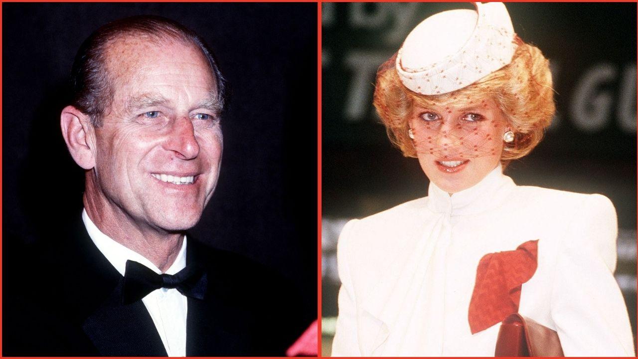 Split photo of Prince Philip and Princess Diana