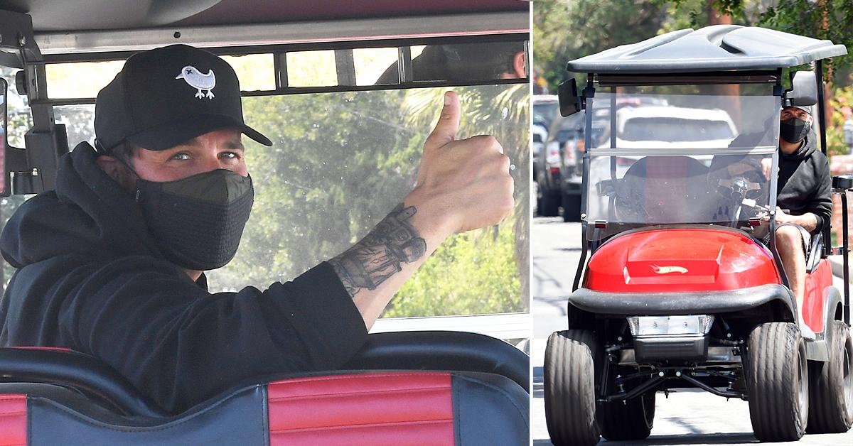 jax taylor drives golf cart to the barber in west hollywood