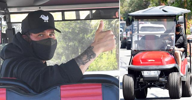 jax taylor drives golf cart to the barber in west hollywood