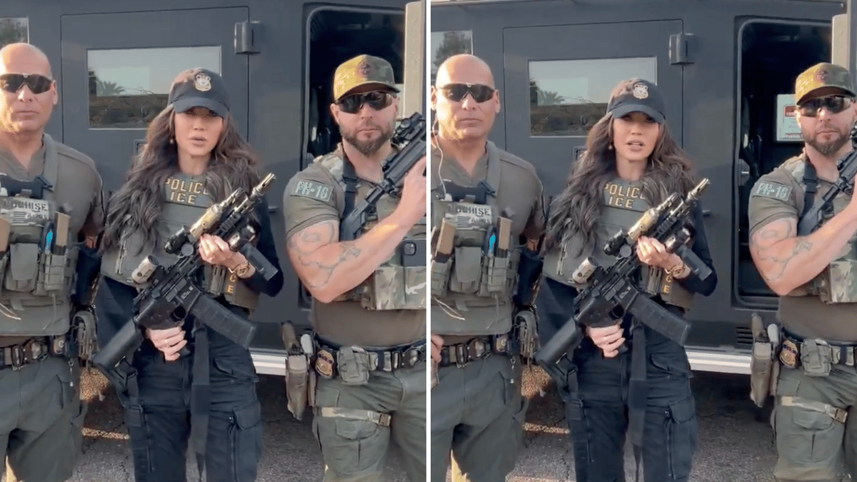 Photo of Kristi Noem and federal agents 