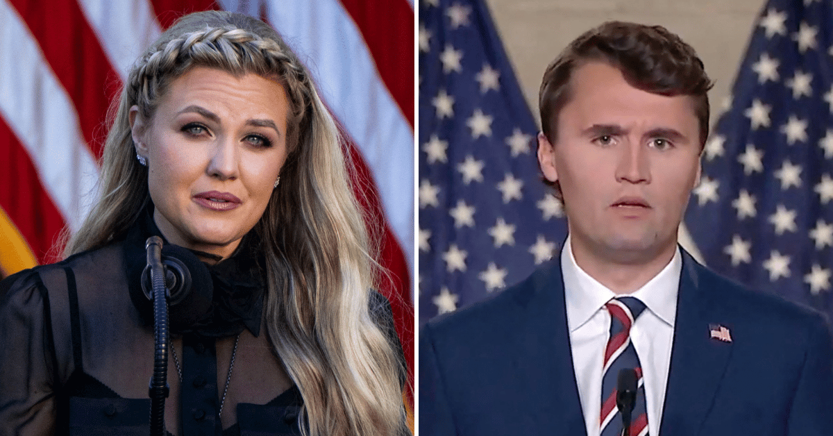 Split photo of Erika Kirk, Charlie Kirk