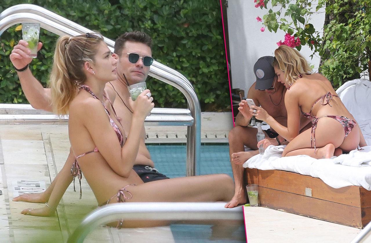 Ryan Seacrest and Shayna Taylor were spotted cooling off their steamy roman...