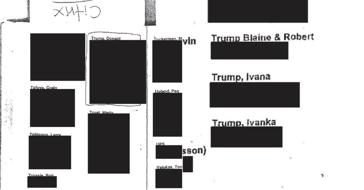 Photo of Jeffrey Epstein's Contact list