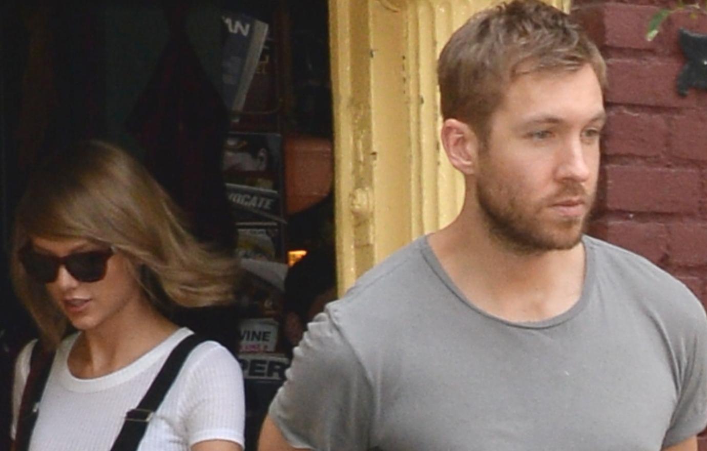 Taylor Swift walks with Calvin Harris