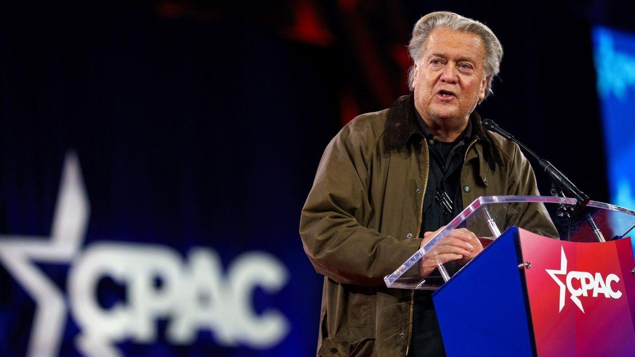 Image of Steve Bannon refused to say anything negative about Donald Trump when pushed by Ted Koppel.