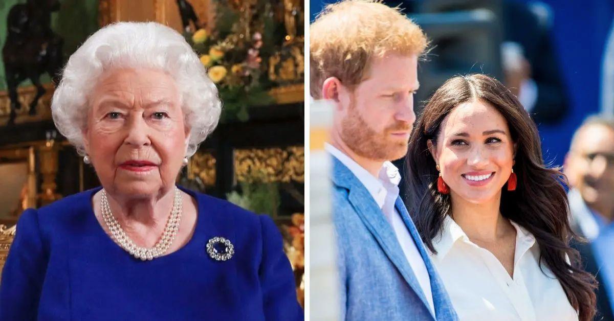 Photo of Queen Elizabeth, Prince Harry and Meghan Markle