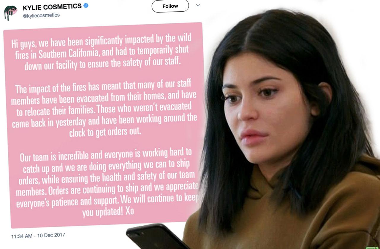 //Kylie Jenner Shuts Down Cosmetics Factory Wildfires pp