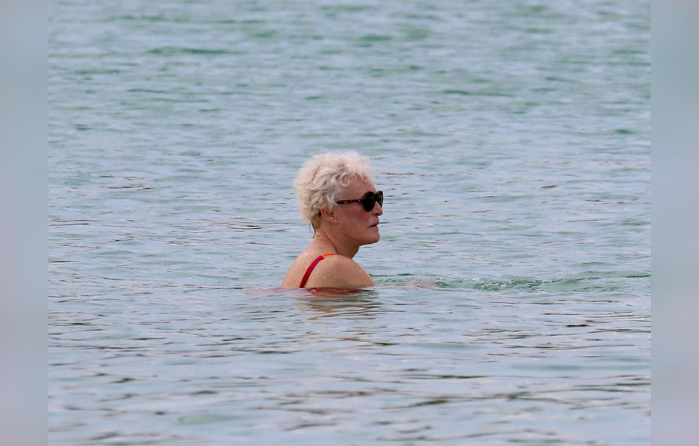 Glenn Close Takes Dip In Caribbean Ocean Holiday Pics