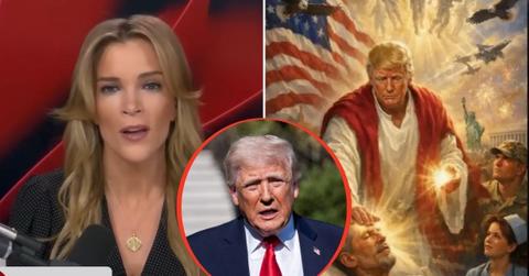 split image of Megyn Kelly, Donald Trump ai picture, Donald Trump