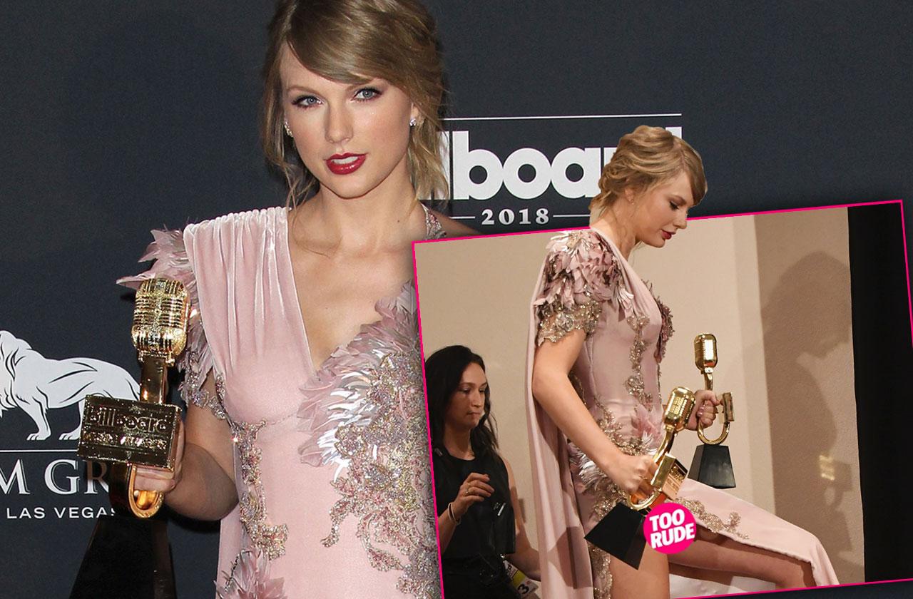 Taylor Swift Suffers Wardrobe Malfunction On BBMAs Red Carpet