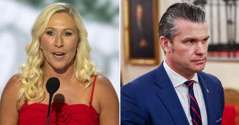 split image of Marjorie Taylor Greene and Pete Hegseth