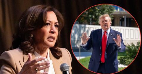 Split image of Kamala Harris and Donald Trump