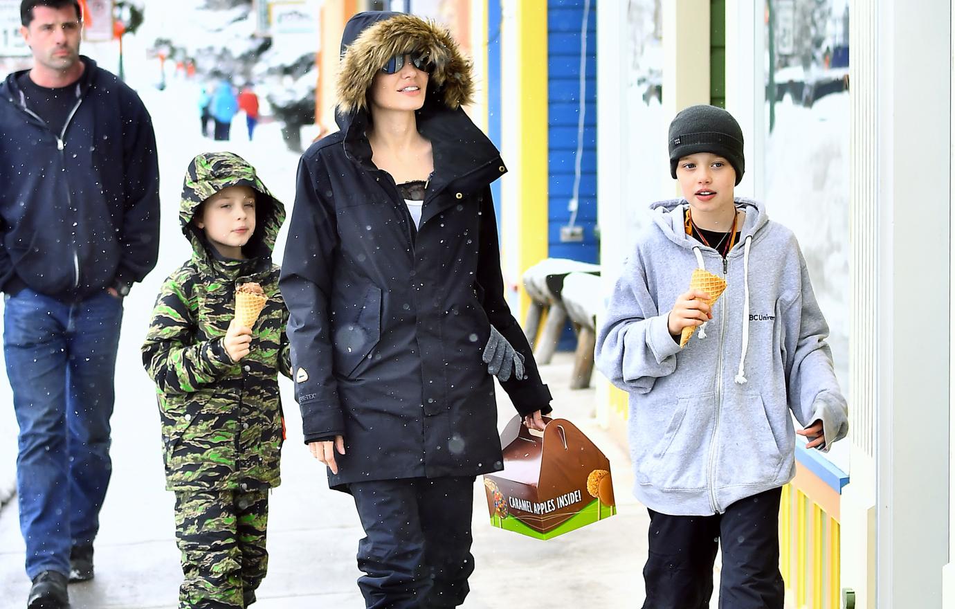 Angelina Jolie shopping with her kids