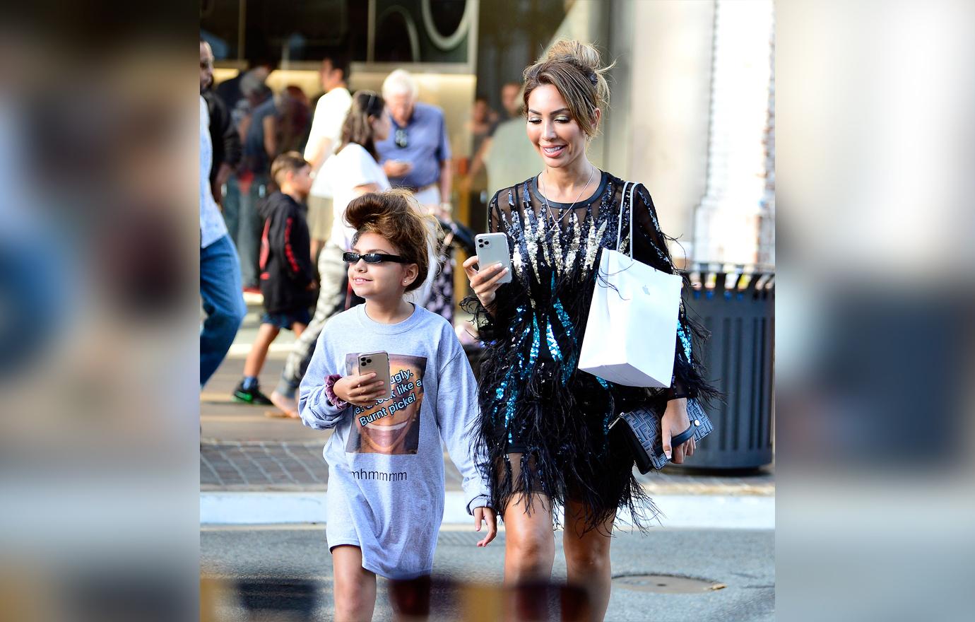 Farrah Abraham spoils herself and her daughter, Sophia as they are seen with their brand new $1200 iPhone 11 at the Grove in Los Angeles.