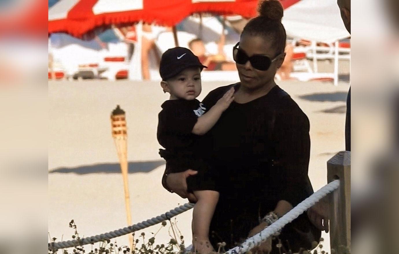 Janet Jackson Takes Son Eissa Al Mana To Beach