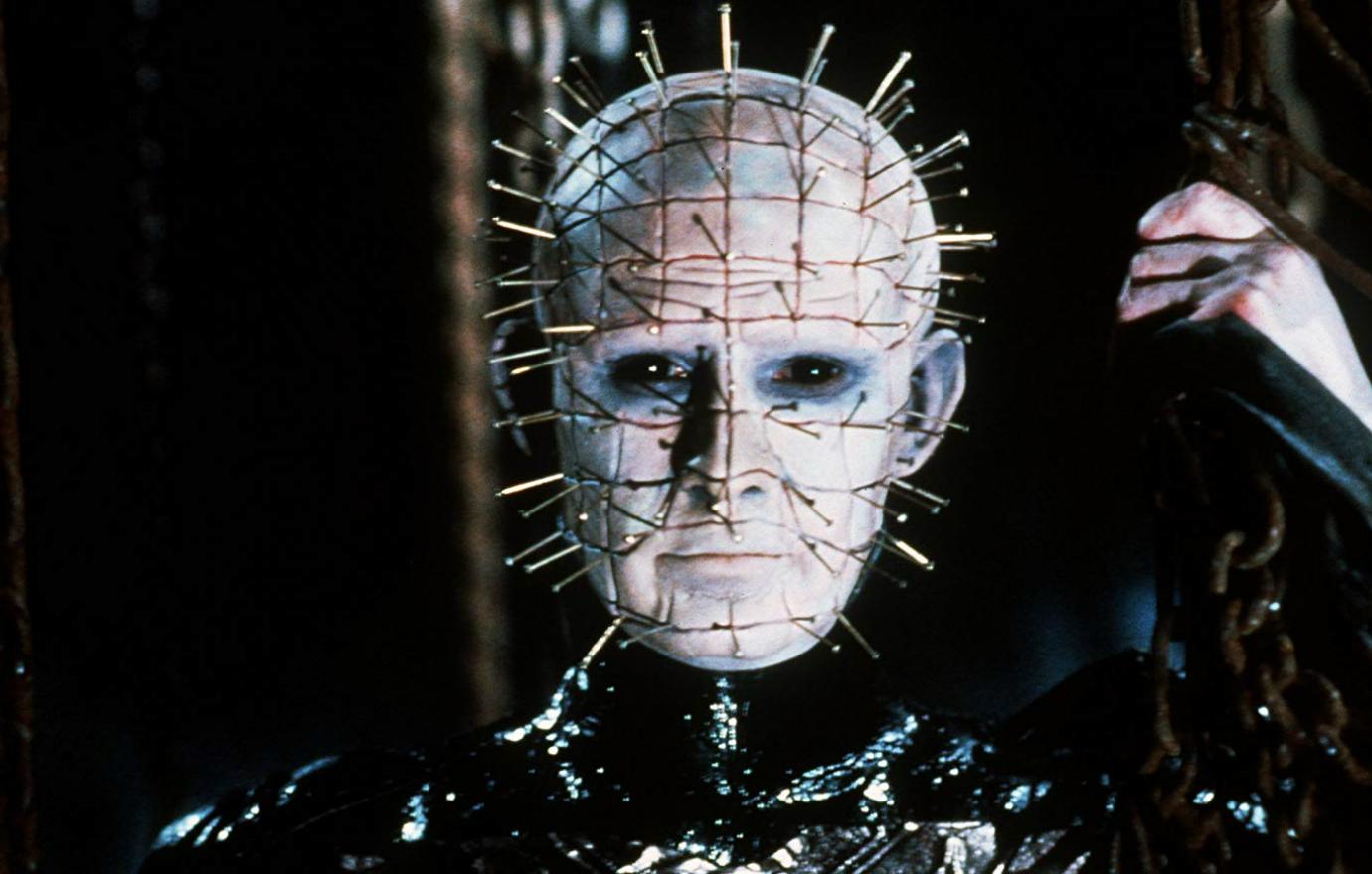 Actor Doug Bradley had to endure sitting in a makeup chair to have his head covered in pins to portray Hellraiser’s baddie, Pinhead.