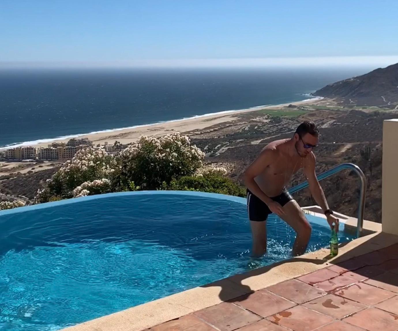 Zack Teperman In Pool With Beer In Cabo San Lucas, Mexico