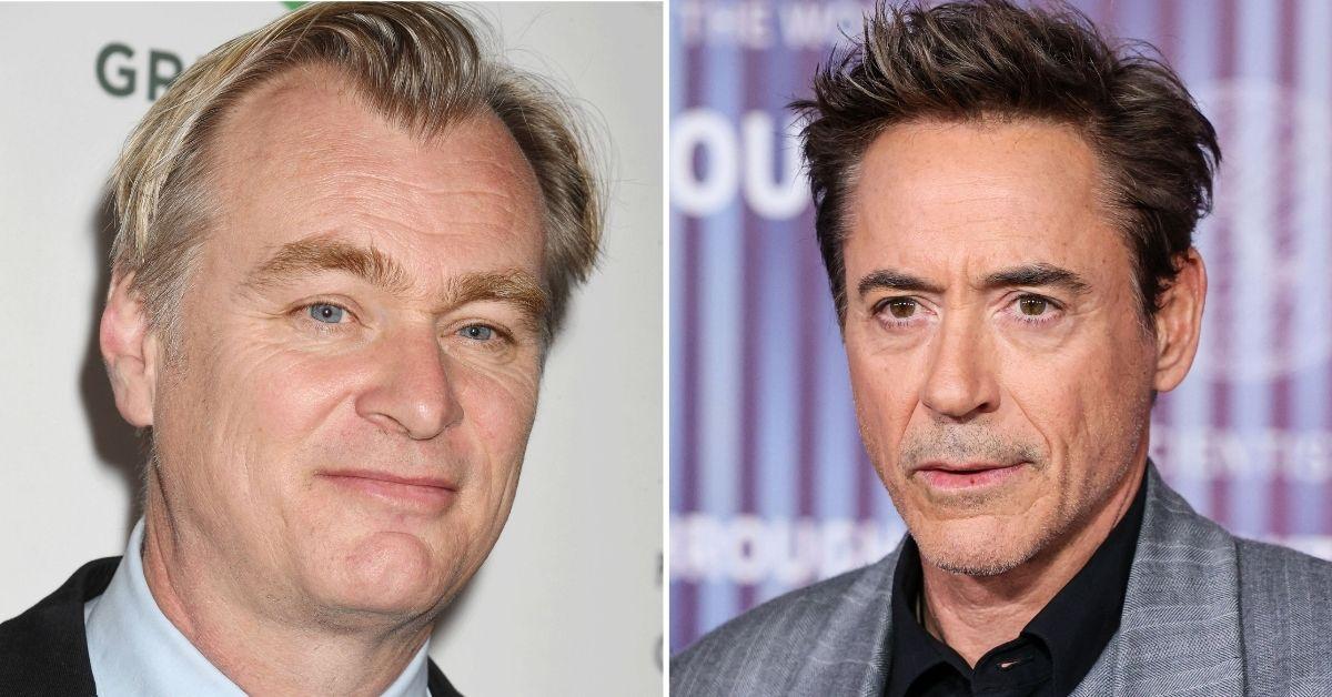 Split photo of Christopher Nolan, Robert Downey Jr.