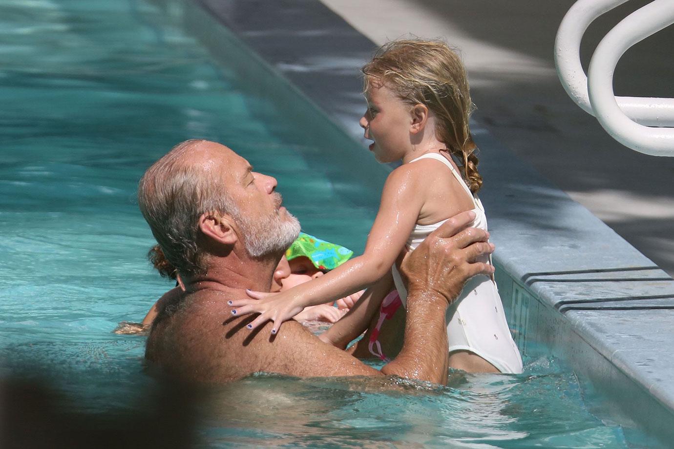 Kelsey Grammer Shirtless Pool Wife Breastfeeding Baby