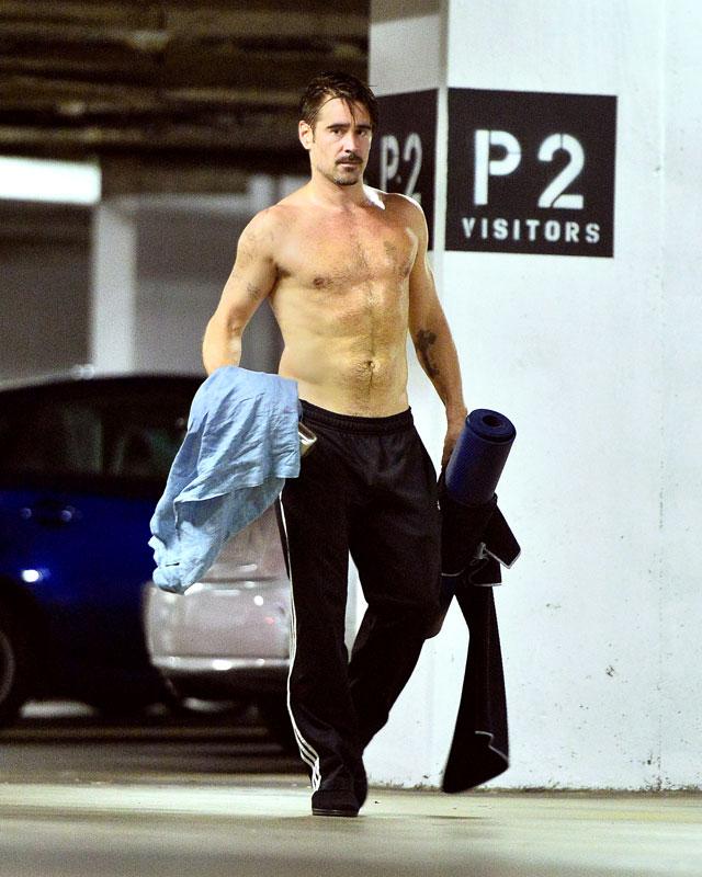 Colin Farrell Shirtless Yoga