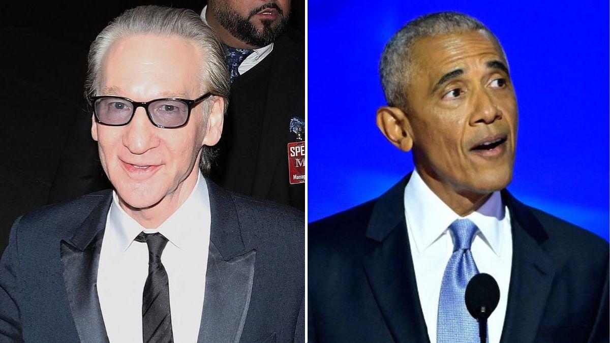 split image of Bill Maher and Barack Obama