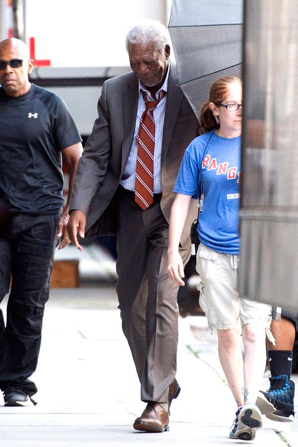 //morgan freeman back to filming days after stabbing death step granddaughter