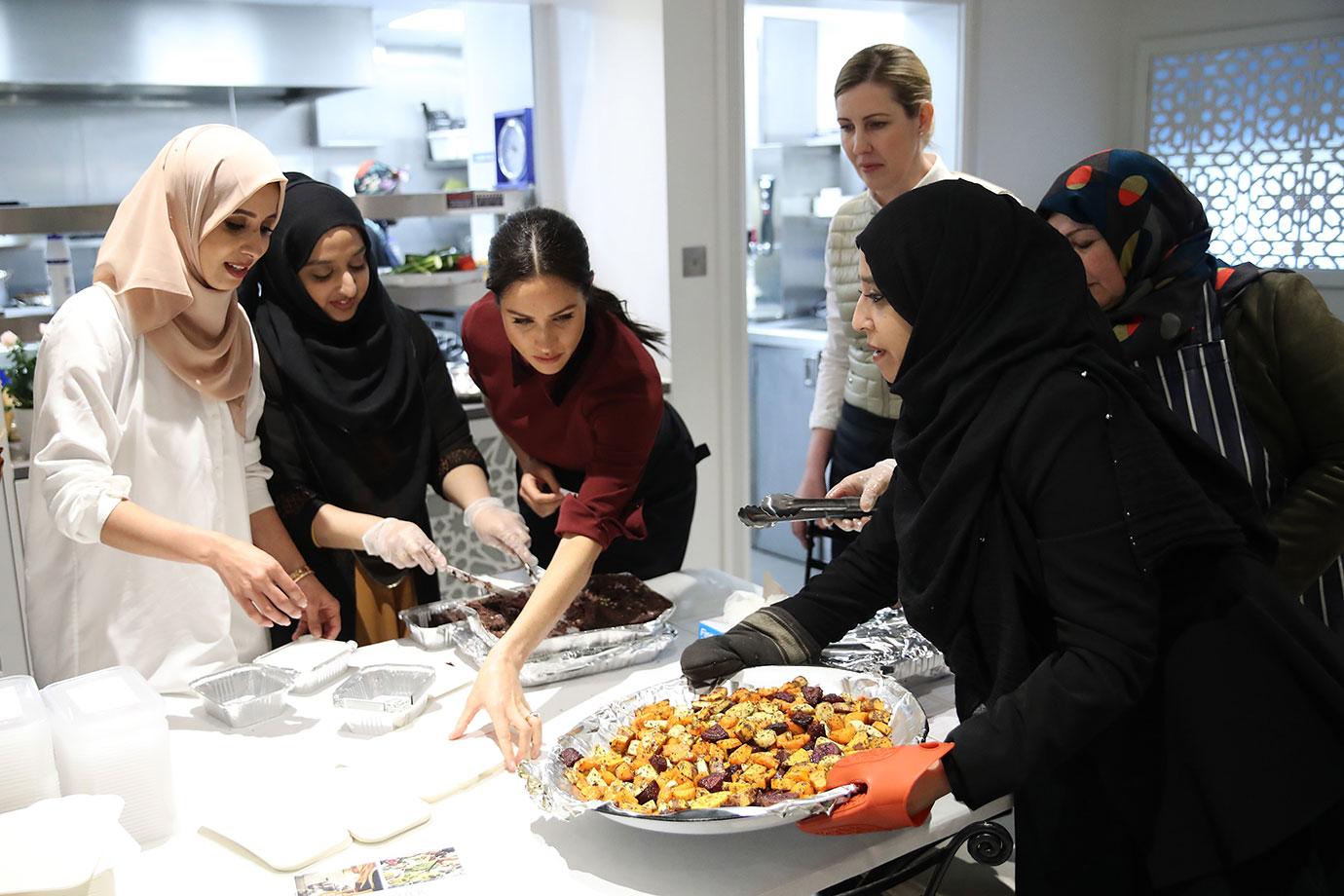 Meghan Markle Hubb Burgundy Coat Community Kitchen