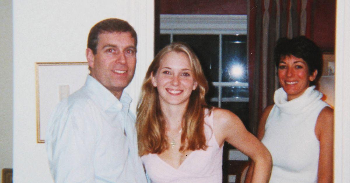 Photo of Prince Andrew, Virginia Giuffre and Ghislaine Maxwell
