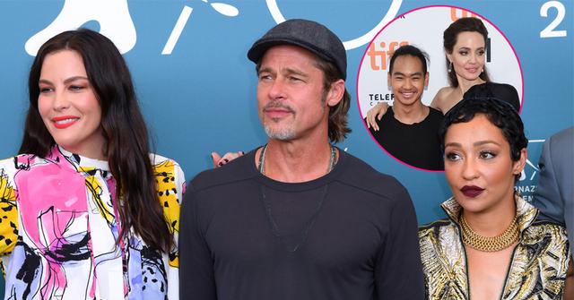 Main, Liv Tyler, Brad Pitt and Ruth Negga 'Ad Astra' photocall. Inset, Maddox Jolie-Pitt, left, and Angelina Jolie attend a premiere for "First They Killed My Father" on day 5 of the Toronto International Film Festival at the Princess of Wales Theatre, in Toronto.