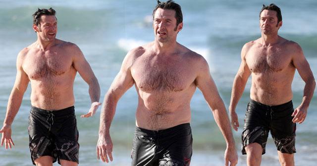 //hugh jackman shirtless bondi beach swimsuit pp