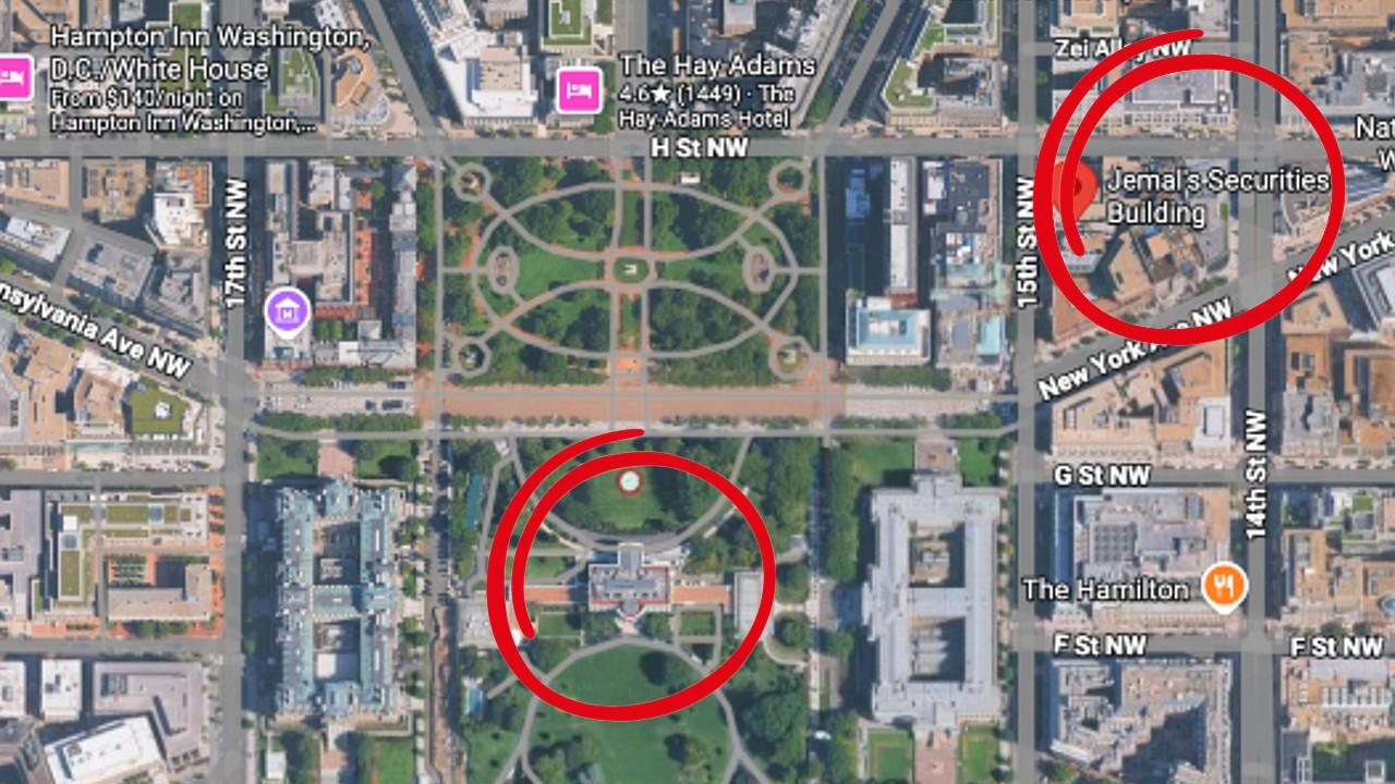 It's approximately 650 feet from the White House grounds.