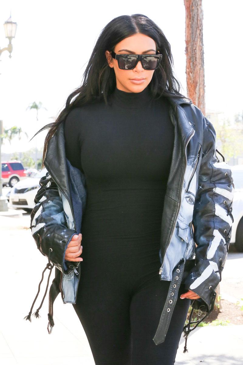 Kim Kardashian Black Leather Jacket LA Heat