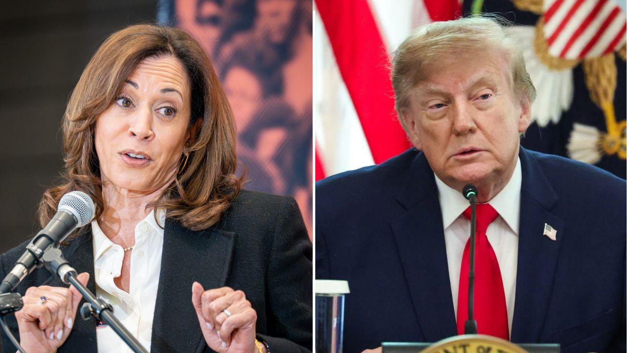 A photo of Kamala Harris alongside a photo of Donald Trump