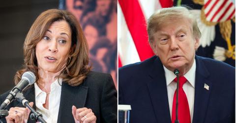 A photo of Kamala Harris alongside a photo of Donald Trump