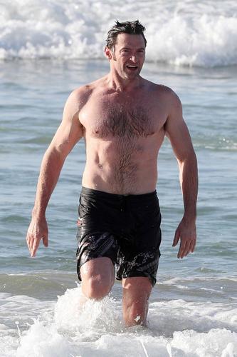 Hunky Hugh! Jackman Shows Off Rock Hard Abs