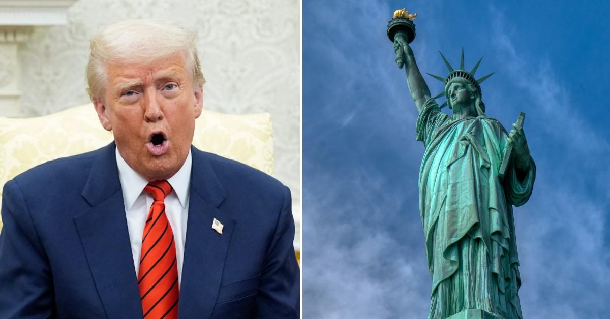 photo of Trump and Statue of Liberty