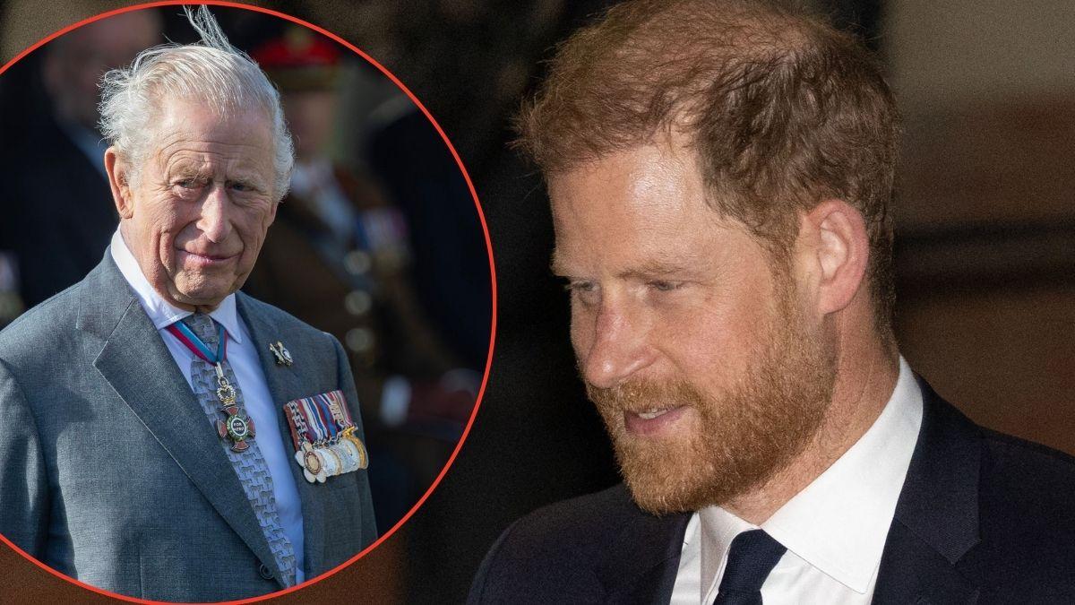 Split photo of Prince Harry and King Charles