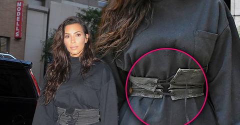 kim kardashian boobs belly busts out corset