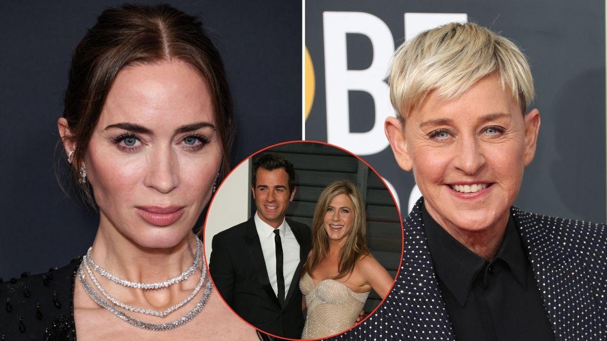 Emily Blunt and Ellen DeGeneres attended Aniston and Justin Theroux's backyard wedding in Bel-Air.