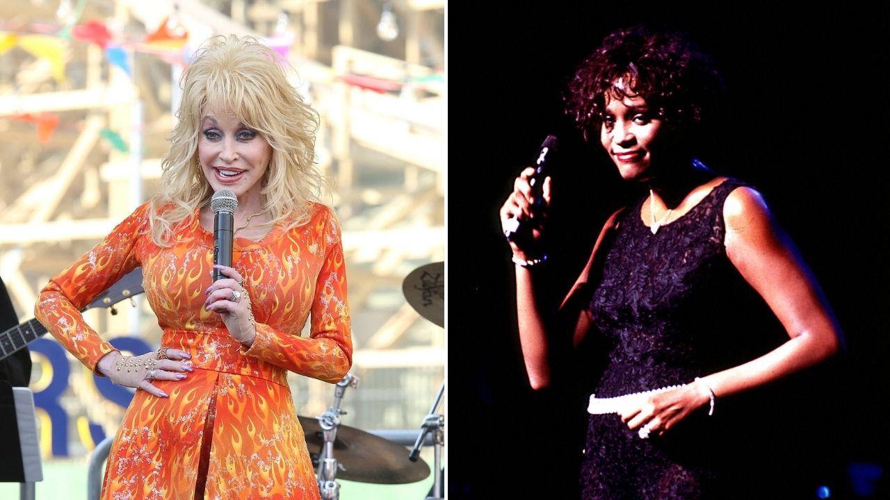 Split photo of Dolly Parton and Whitney Houston