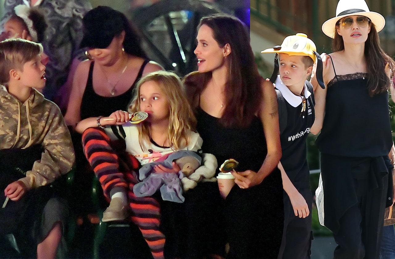 //skinny Angelina jolie twins birthday disneyland pp